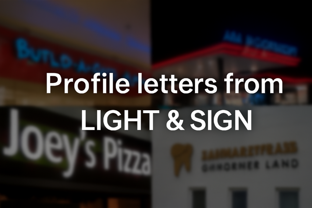 Profilbuchstaben von Light & Sign in beleuchteter und unbeleuchteter Ausführung